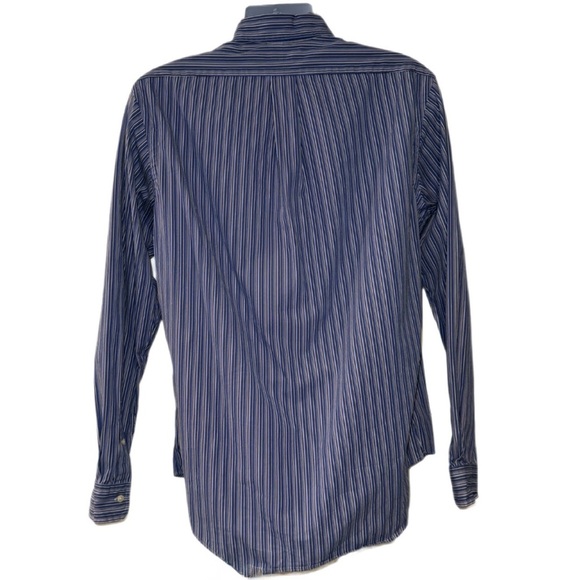 Ralph Lauren Custom Fit Dress Shirt Men’s M Navy Blue Multi-Stripe Button Down - Picture 4 of 9